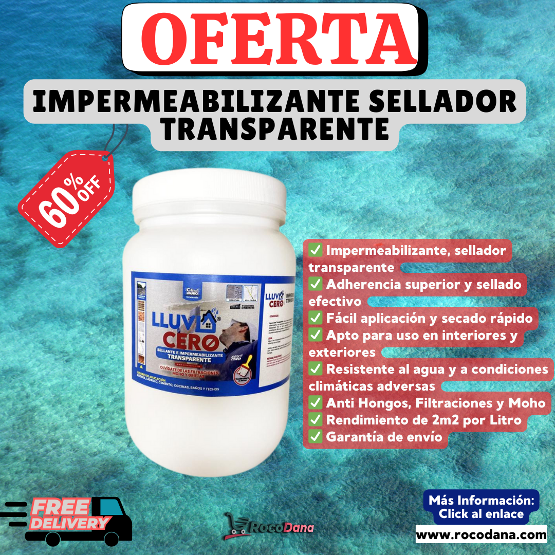 IMPERMEABILIZANTE TRANSPARENTE LLUVIA CERO® 1 LITRO 🚫💧🏡👌